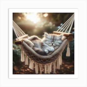 Cat Sleeping In A Hammock Art Print