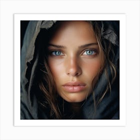 Portrait Of A Woman With Blue Eyes Art Print