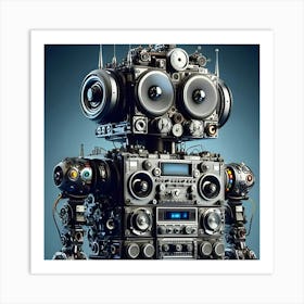 A Robot Made Of Analog Stereo Equipment, Digital Art Art Print