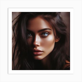 Portrait Of A Woman With Blue Eyes Art Print