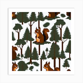 Squirrels In The Forest Art Print