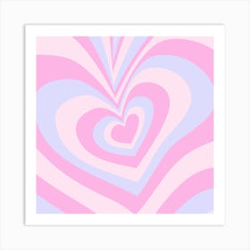 Pink And Blue Heart Art Print