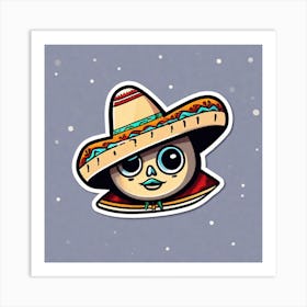 Mexican Sombrero And Pancho Sticker 2d Cute Fantasy Dreamy Vector Illustration 2d Flat Center (59) Art Print