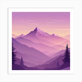 Misty mountains background in purple tone 11 Art Print