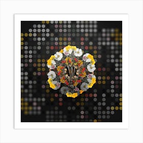 Vintage Cloth of Gold Crocus Floral Wreath on Dot Bokeh Pattern n.0216 Art Print