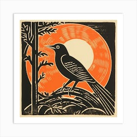 Retro Bird Lithograph Cuckoo 2 Art Print