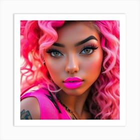 Pink Haired Girl kl Art Print