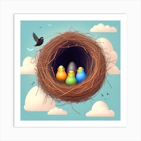 Birds In A Nest 63 Art Print