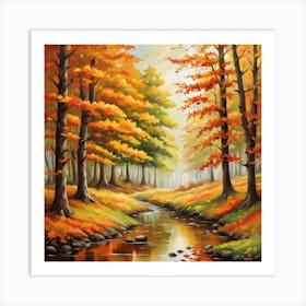 Forest In Autumn In Minimalist Style Square Composition 341 Art Print