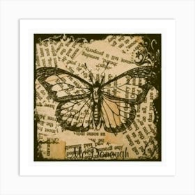 Butterfly On Old Book Pages Art Print