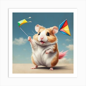 Hamster With Kites Art Print