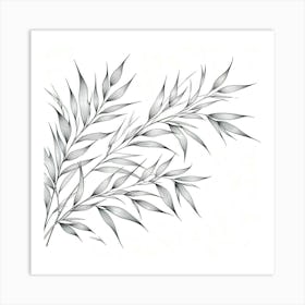 Line Art bamboo leaves 2 Art Print