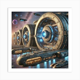 A Futuristic Sci Fi Scene Focusing On Massive Celestial Peacekeepers Art Print