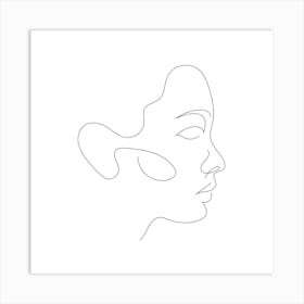 Woman'S Face Continuous line drawing of a woman, Scandinavian wall art, fine art print. Art Print