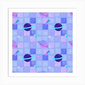 Seamless Pattern With Planets Art Print