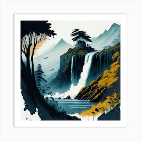 Colored Falls Ink Painting (136) Art Print