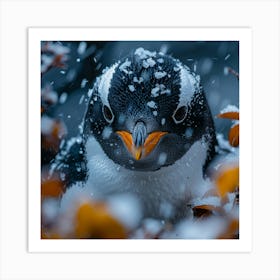 Penguin In The Snow 2 Art Print