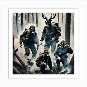 Gas Masks In The Forest 9 Art Print