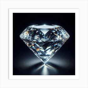 Diamond On Black Background Art Print