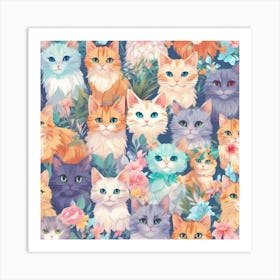 cat faces Art Print