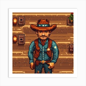 Pixel Cowboy Art Print