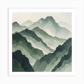 Japanese Watercolour Of Mount Hakusan 6 Art Print