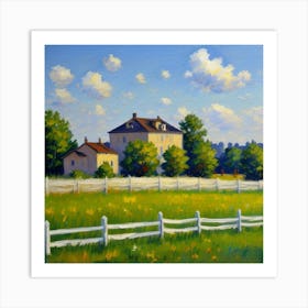 Idyllic Outdoors Fences Framing Beautiful Homes White Fence Art Print