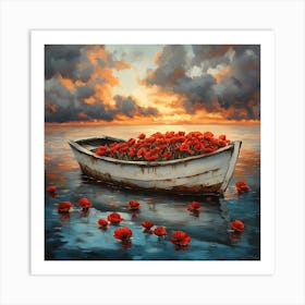 Poppies In A Boat 3 Art Print