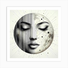 Women in Circle - Abstract Line Art Illustration 189 Art Print