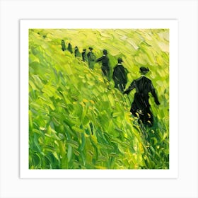 People Walking In The Grass 1 Art Print