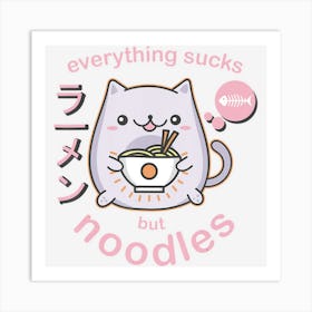 Trending Pastel Goth Ramen Noodle Cat Anime Kawaii Gift Art Print