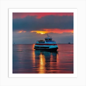 Sunset On The Bay Ferry 1 Art Print