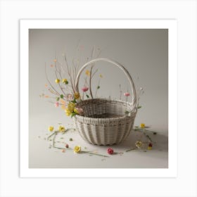 Basket With Flowers 2 Art Print