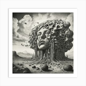 Woman in the wind "Surrealist Art" Art Print