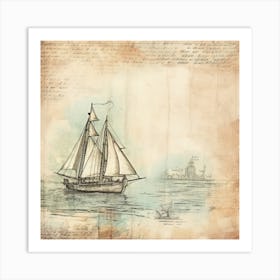 Vintage Sailboat 3 Art Print