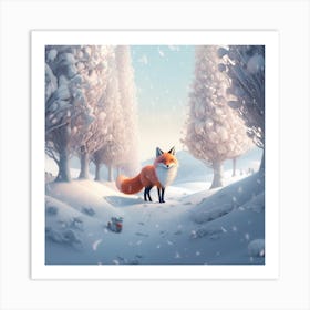 Fox In The Snow 3 Art Print