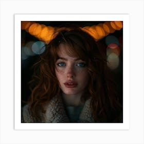 Portrait Of A Girl With Blue Eyes Art Print