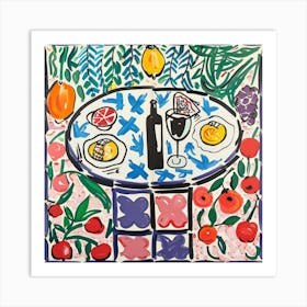 Table With Wine Matisse Style 4 Art Print