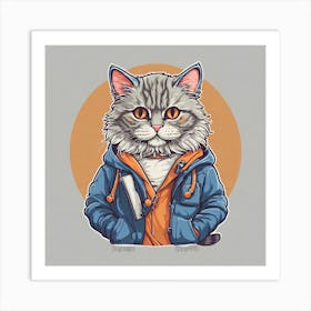 Cat In A Jacket 1 Art Print