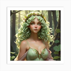 Fairy Girl In The Forest Art Print