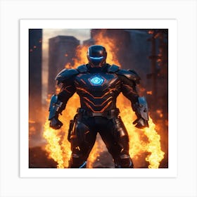 Iron Man In Flames Art Print