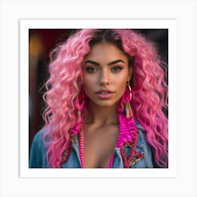 Pink Curly Hair hjn Art Print