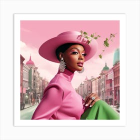 Woman In A Pink Hat 2 Art Print