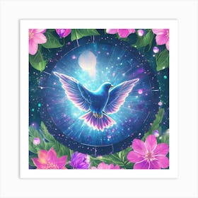 Dove With Flowers Art Print