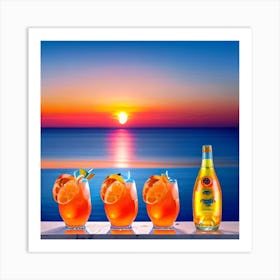 Sunset With Drinks Art Print