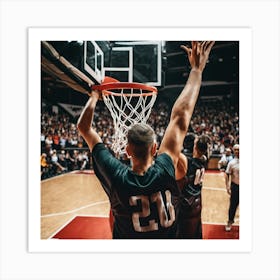 Basketball Player Dunks The Ball Art Print