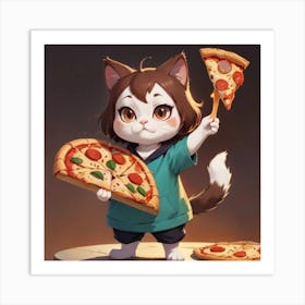 Kitty Pizza Art Print