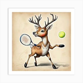 Tennis Deer Art Print