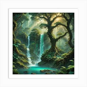 Waterfall In The Forest 25 Art Print