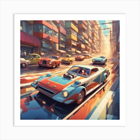 Cars In The City 2 Art Print